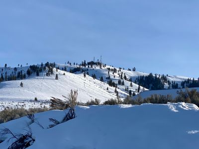 Looking up at Chelan Butte at the end