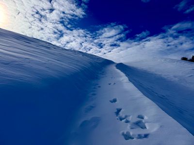 Following the summer trail up the ridge