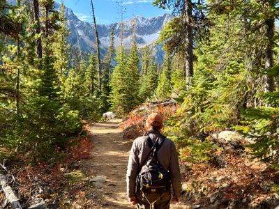 My dad hiking along Cutthroat Pass trail