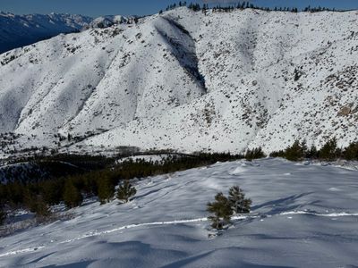 Looking down the slope